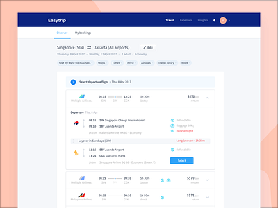 Flight Card airline airport booking card commerce dashboard feed filter flat flight hotel itinerary list material price reservation search timeline travel web