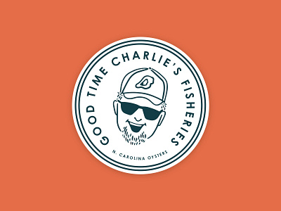 Good Time Charlie's brand branding drawing fish fishing handdrawn illustrated illustration illustrator logo orange oyster oysters sticker