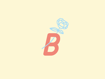 B brand drawing flower letters logo peony rose roses submark