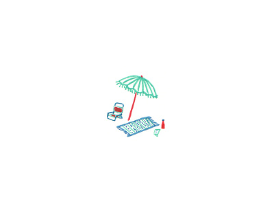 Tiny Beach beach beachy chair painting summer towel umbrella watercolor