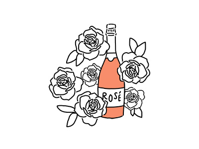 Rosé All Day drawing handdrawn handmade illustrated illustration illustrator pink wine rose rose wine roses rosé wine