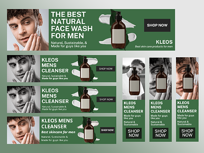 Men's Skincare Display Ads (Kleos) advertising canva crello design display ad