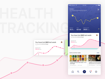 Health Tracking App clean fitness app health app mobile app ui visual design