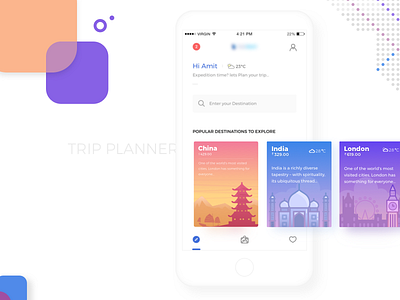 Trip Planner Homepage app budget clean design illustrations ios planner trip web