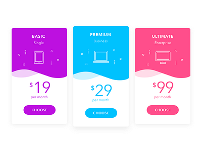 Pricing 030 blue card cards dailyui icon pink price pricing table