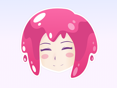 Dribbble-Chan anime chan cute dribbble girl hair illustration manga mascot paint slime sticker
