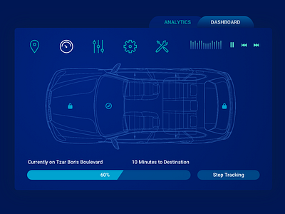 Car Interface - Day 034 034 car car interface dailyui dark dashboard feature interface smart tracking ui wireframe