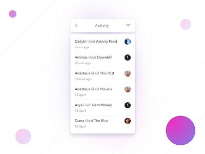 Activity Feed - Day 047 047 47 activity dailyui day feed latest purple ui ux