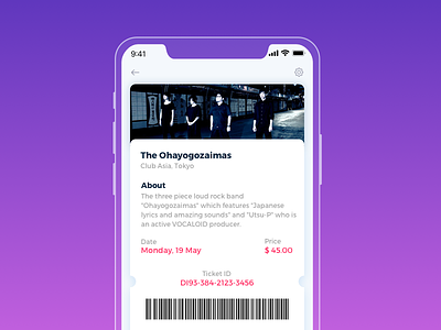 Event Listing band color dailyui event listing ticket