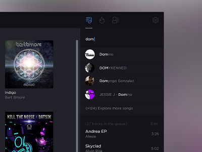 Quick search for a track bitzik music player search ui ux