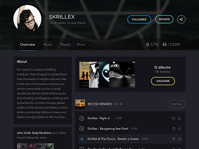 Bitzik - Artist profile bitzik music player stream ui ux