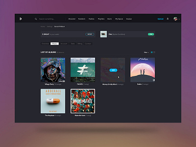 Bitzik - Dashboard for Artist (Music tab)