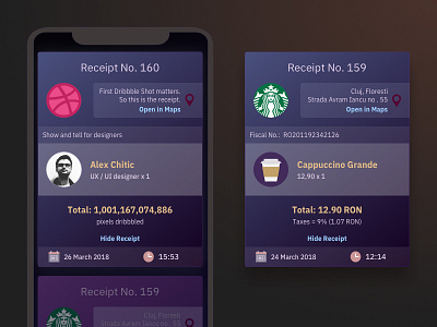 Dribbble Shot Tax - Dark iphone x receipt ui ui ux