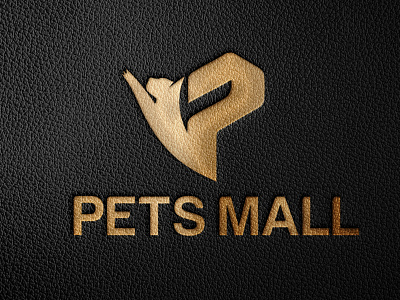 Pets and P Letter Logo 3d logo branding golden color logo graphic design logo p letter logo pets logo pets mall logo