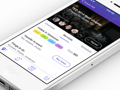 Event app app booking clean event interface ios7 iphone mobile search social ui user
