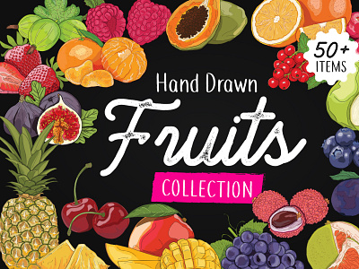 Hand Drawn fruits collection collection drawing exotic fruit fruit fruit illustration fruits fruity graphic assets hand drawn illustration vegan vegetarian