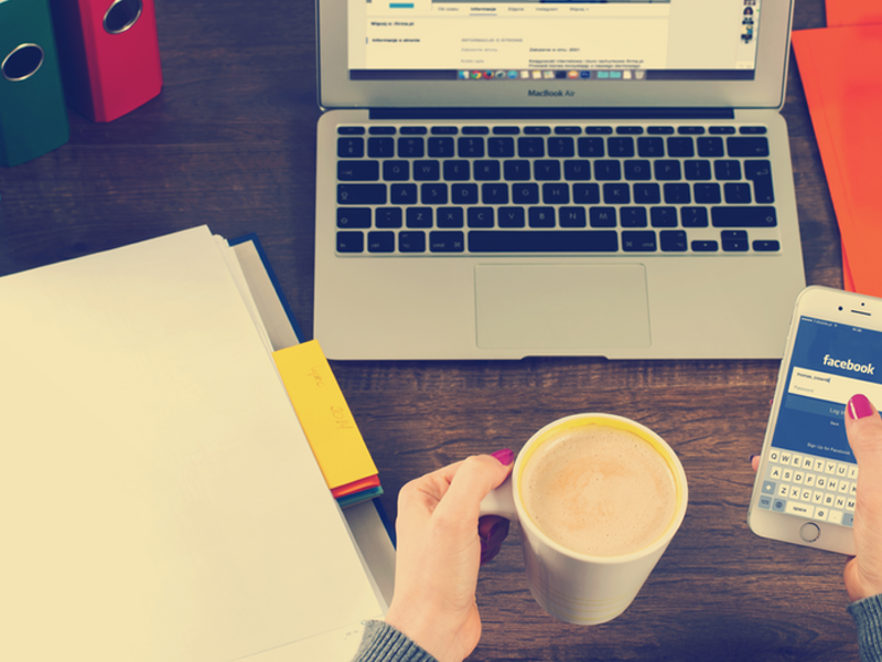 Woman at work with Macbook Air and iPhone woman iphone apple macbook mobie photoshop freebie office design app notes mockup