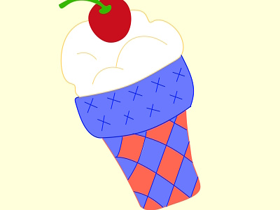 ice cream blue cream illustration logo red white