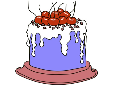 cake blue brown cake card cherry chocolate cream food icon illustration logo red