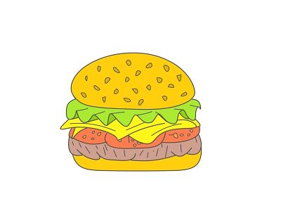 hamburger brown card cheese design food green hamburger icon illustration logo meat red tomatoes yellow