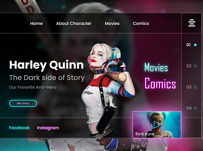Harley Quinn our Favorite anti-hero adobe xd design landing page ui ux web