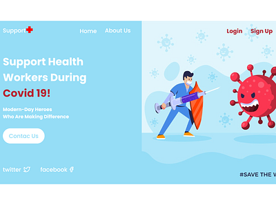 Support Health Workers During Covid 19 adobe xd app design landing page ui ux web