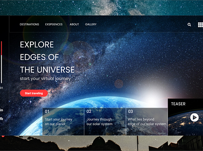 Explore edges of the universe adobe xd app design landing page ui ux web