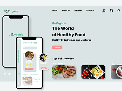 Healthy Organic Food Delivery app adobe xd app design landing page ui ux web