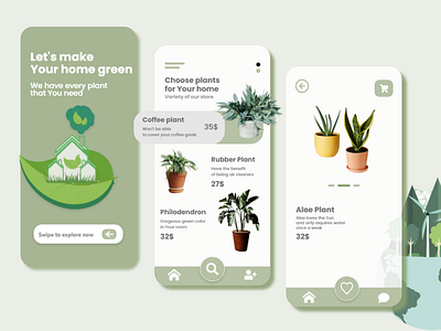 Green Home adobe xd app branding design illustration landing page logo ui ux web