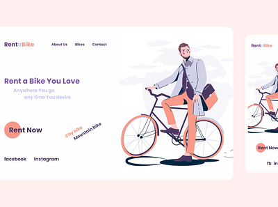 Rent a bike adobe xd app branding design illustration landing page logo ui ux web