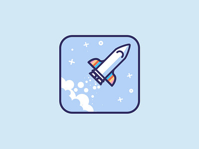 Rocket color flat icon illustration ios9 space star