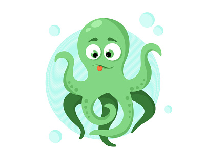 Cute octopus cartoon character children book illustration octopus underwater world vector illustration