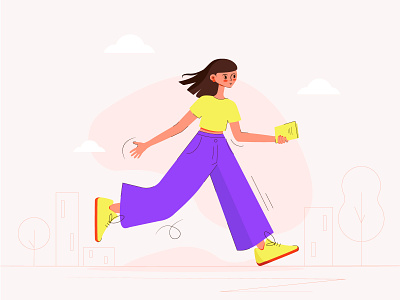 Hurry Up flat style girl girl flat girl running girl wolking hurry up illustration in rush vector