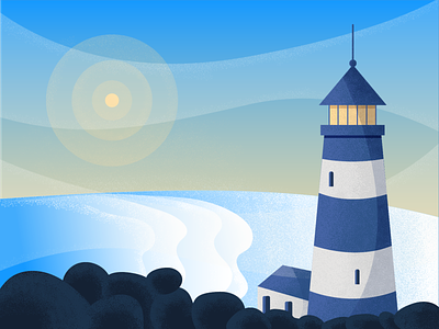 Lighthouse beacon grain graphic design illustration landscape lighthouse noise vector
