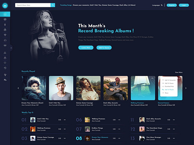 Music_Website_darkmode design ui ui design uiux ux ux design website website design xd design