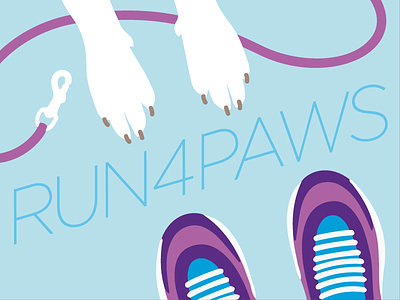 Run4paws Illustration dog flat graphic illustration paw running shoes vector