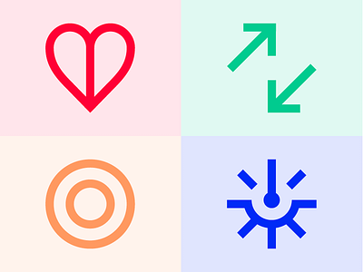 Format Values arrow care heart icons imapct simplicity target trust