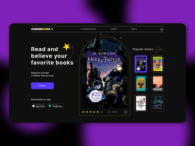 The concept of the site, which is dedicated to books. books concept dailyui dailyui3 home page site books ui ux ui webdesign