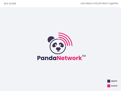 Panda Network logo design 2d logo animal brand identity branding crypto gradient identity logo logo trends 2021 logos and branding network outline panda panda network signel tech user icon waves wifi wing