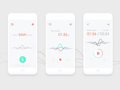 Say Blah ios recorder ui voice recorder waves