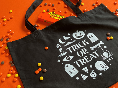 Trick or Treat Tote - Club Kiddo candy club kiddo design ghost halloween illustration kids product pumpkin spooky tote tote bag trick or treat