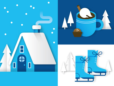 Market Pantry Winter hot chocolate ice skates illustrations lodge winter