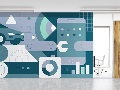 Databricks Mural data illustration mural office vector