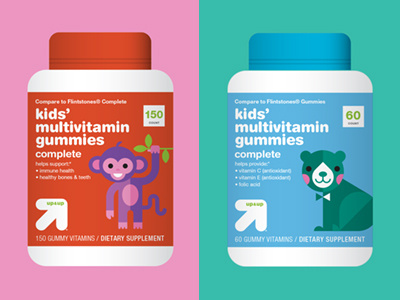 up&up Kids' Vitamins bear cute illustration kids monkey packaging