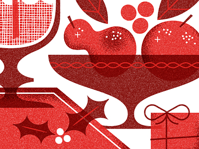 Happy Holidays christmas decorating fruit gift holiday holly illustration texture vintage