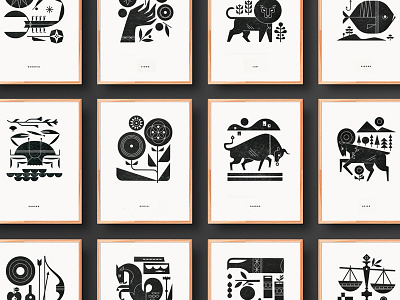 Zodiac Print Series art letterpress print series zodiac