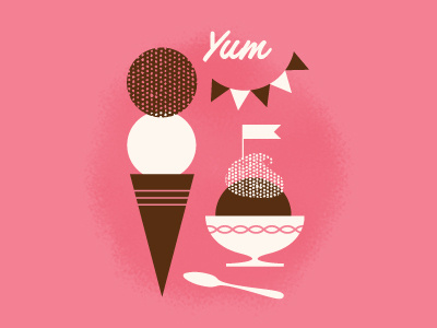 Ice Cream - Yum candy dessert food ice cream illustration straws sweets vintage