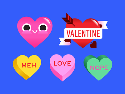 Facebook Valentine's Day Stickers conversation hearts hearts holidays illustration love valentine valentines day vector