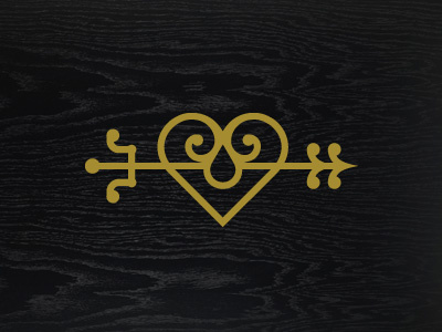 Heart & Arrow branding design gothic identity illustration logo logos vector woodgrain
