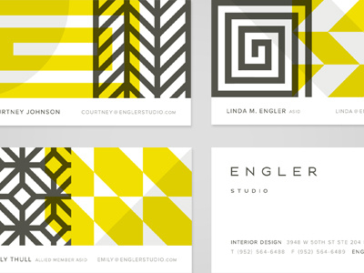 Engler Studio branding business cards design geometric pattern stationery